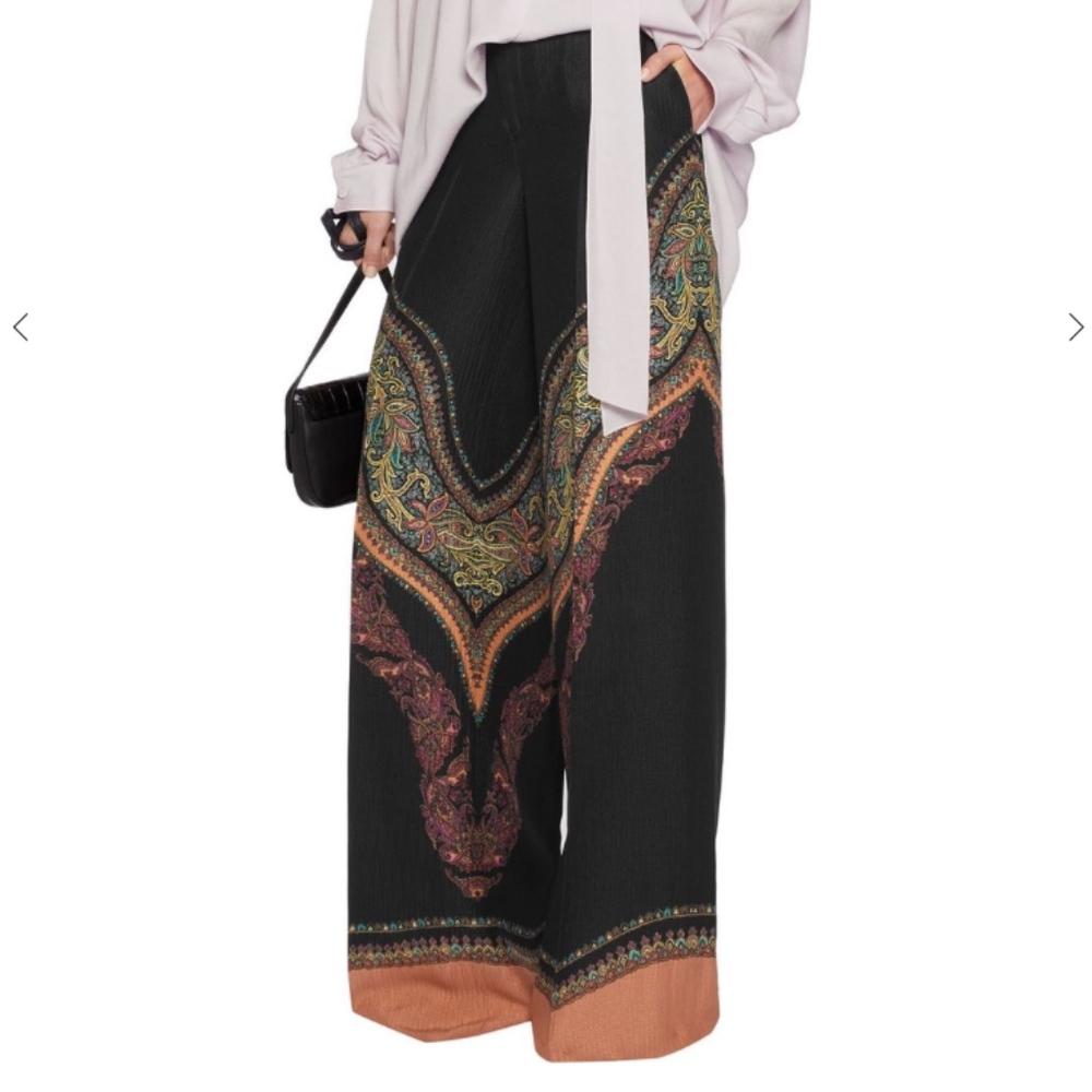 Etro IT 42 / US 6 Printed Silk Wide Leg Pants BNWT
